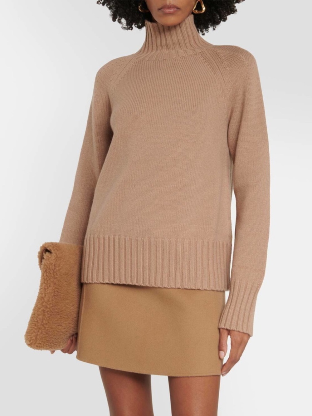100% Wool Max Studio Camel/Taupe Turtleneck Sweater size Large